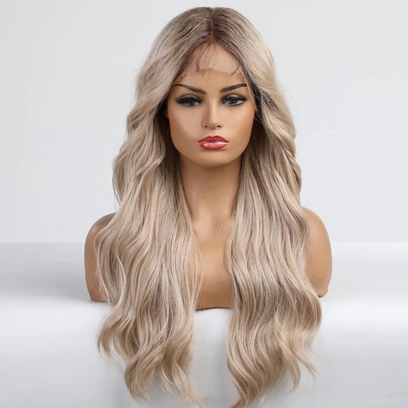 - 22” Light Blonde Body Wavy Middle Part Lace Front Wig *NEW* - Picture 1 of 7